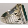 Iran Islam Shia SALAWAT Blessing to Prophet & Ahlu-l Bait Natural Chrysoprase Green Agate Aqeeq Aqiq Silver 925 Ring