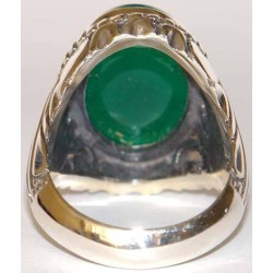 Iran Islam Shia SALAWAT Blessing to Prophet & Ahlu-l Bait Natural Chrysoprase Green Agate Aqeeq Aqiq Silver 925 Ring