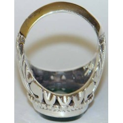 Iran Islam Shia SALAWAT Blessing to Prophet & Ahlu-l Bait Natural Chrysoprase Green Agate Aqeeq Aqiq Silver 925 Ring