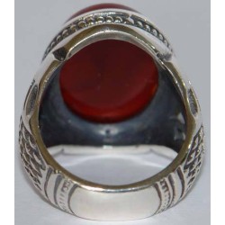 Iran Islam Shia YA FATIMAH AL-ZAHRA carved in Nice Arabic Calligraphy on Natural Agate Sterling Silver 925 Ring