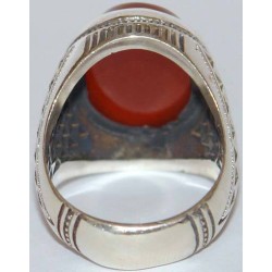 Iran Islam Shia "Wilayat of Ali is Fortress of Tawhid" Engraved on Natural Agate Sterling Silver 925 Ring