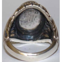 Iran Islam Shia "Wilayat of Ali is Fortress of Tawhid" Engraved on Natural Dur-e Najaf Sterling Silver 925 Ring