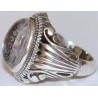 Iran Islam Shia "Wilayat of Ali is Fortress of Tawhid" Engraved on Natural Dur-e Najaf Sterling Silver 925 Ring