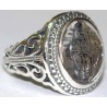 Iran Islam Shia "Wilayat of Ali is Fortress of Tawhid" Engraved on Natural Dur-e Najaf Sterling Silver 925 Ring
