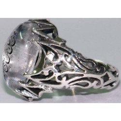 Iran Islam Shia "Wilayat of Ali is Fortress of Tawhid" Engraved on Natural Dur-e Najaf Sterling Silver 925 Ring