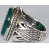 Iran Islam Shia "Wilayat of Ali is Fortress of Tawhid" Engraved on Natural Chrysoprase Green Agate Sterling Silver 925 Ring