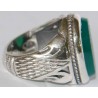 Iran Islam Shia "Wilayat of Ali is Fortress of Tawhid" Engraved on Natural Chrysoprase Green Agate Sterling Silver 925 Ring