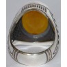 Iran Islam Shia ZIKR-o ALI IBADAH Engraved on Natural Yellow Agate Sterling Silver 925 Ring