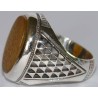 Iran Islam Shia ZIKR-o ALI IBADAH Engraved on Natural Yellow Agate Sterling Silver 925 Ring