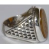 Iran Islam Shia ZIKR-o ALI IBADAH Engraved on Natural Yellow Agate Sterling Silver 925 Ring