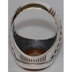 Iran Islam Shia ZIKR-o ALI IBADAH Engraved on Natural Yellow Agate Sterling Silver 925 Ring