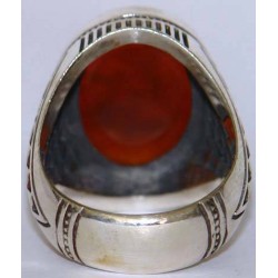 Iran Islam Shia Hadith LOVING IMAM ALI IS THE SIGN OF FAITH Engraved on Natural Agate Sterling Silver 925 Ring