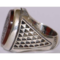 Iran Islam Shia Hadith LOVING IMAM ALI IS THE SIGN OF FAITH Engraved on Natural Agate Sterling Silver 925 Ring