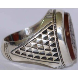 Iran Islam Shia Hadith LOVING IMAM ALI IS THE SIGN OF FAITH Engraved on Natural Agate Sterling Silver 925 Ring