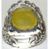 Iran Islam Shia Mirror Quran Ayah Basmala Bismillah in Nice Arabic Calligraphy on Natural Yellow Agate Sterling Silver 925 Ring