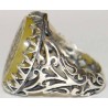 Iran Islam Shia Mirror Quran Ayah Basmala Bismillah in Nice Arabic Calligraphy on Natural Yellow Agate Sterling Silver 925 Ring
