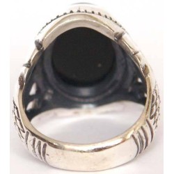 Iran Islam Shia Natural Onyx Agate Aqeeq Aqiq Akeek Sterling Silver 925 Ring
