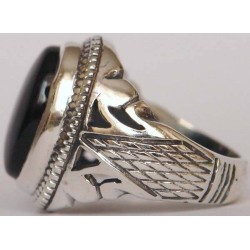 Iran Islam Shia Natural Onyx Agate Aqeeq Aqiq Akeek Sterling Silver 925 Ring