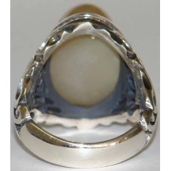 Iran Natural Eye Agate Aqeeq Aqiq Akik Protection Gemstone Sterling Silver 925 Ring
