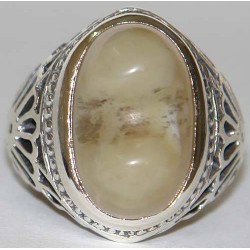 Iran Natural Eye Agate Aqeeq Aqiq Akik Protection Gemstone Sterling Silver 925 Ring