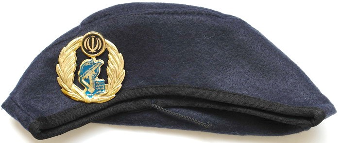Iran Military Islamic Revolutionary Guards Corps ( Sepah-e Pasdaran, IRG, IRGC ) Commandos Dark Blue Beret Hat & Badge