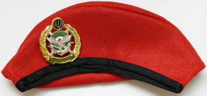 Iran Military Artesh Ground Forces Commandos Red Beret Hat & Badge
