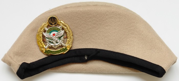 Iran Military Artesh Ground Forces Commandos Khaki Beret Hat & Badge