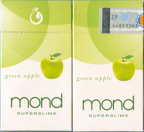 U.A.E. MOND Super Slim Lights Apple Flavor with Iran Tax Label Unopened Full Cigarette Pack