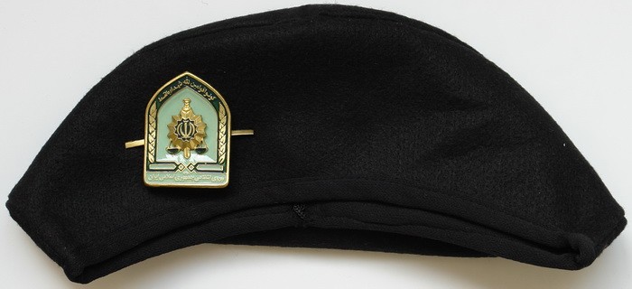 Iran Islamic Law Enforcement Police Black Beret Hat + Badge