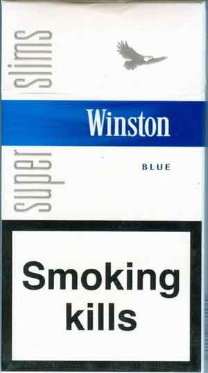 WINSTON Blue Super Slims Health Warning Unopened Full Cigarette Pack
