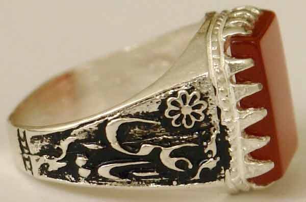 Iran Islam Shia Imam Ali Name Natural Agate Aqeeq Aqiq Sterling Silver 925 Ring