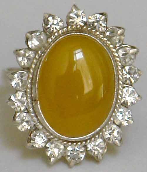 Iran Natural Yellow Agate Aqeeq Aqiq Silver 900 Lady's Ring