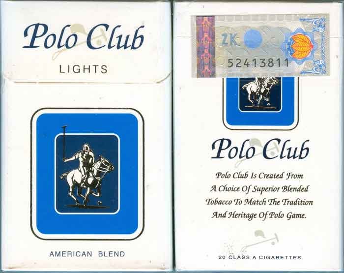 POLO CLUB LIGHTS with Iran Tax Label & Persian Health Warning Unopened Full Cigarette Pack