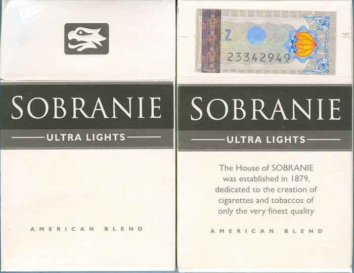 SOBRANIE ULTRA LIGHTS King Size with Iran Tax Label & Persian Health Warning Text on side Unopened Full Cigarette Pack