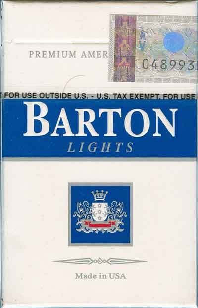 USA BARTON LIGHTS King Size with Iran Tax Label & Persian Health Warning Unopened Full Cigarette Pack