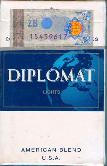 USA DIPLOMAT LIGHTS King Size with Iran Tax Label & Persian Health Warning Unopened Full Cigarette Pack