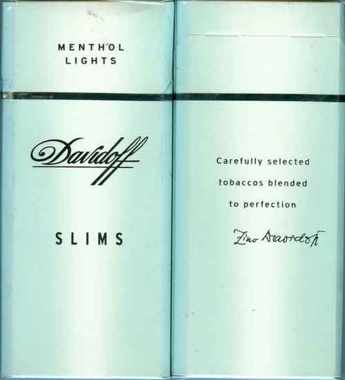 Germany DAVIDOFF Menthol Lights Slims for UAE with Arabic Health Warning Inscrpts Unopened Full Cigarette Pack