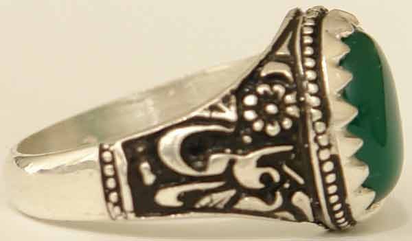 Iran Islam Shia Imam Ali Name Natural Chrysoprase Green Agate Aqeeq Aqiq Sterling Silver 925 Ring
