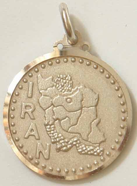 Iran Persia Map & Wording Sterling Silver 925 Necklace Pendant