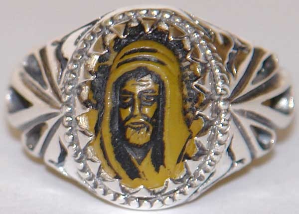Iran Islam Islamic Shia Imam Ali a.s. Face Hand Carving on Yellow Agate Aqeeq Aqiq Akeek Gemstone Sterling Silver 925 Ring