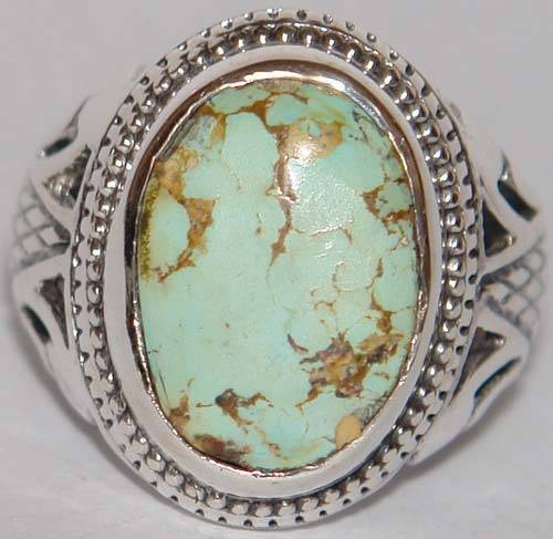 Iran Persian Natural Neyshabur Firoozeh Shajar Turquoise Sterling Silver 925 Ring
