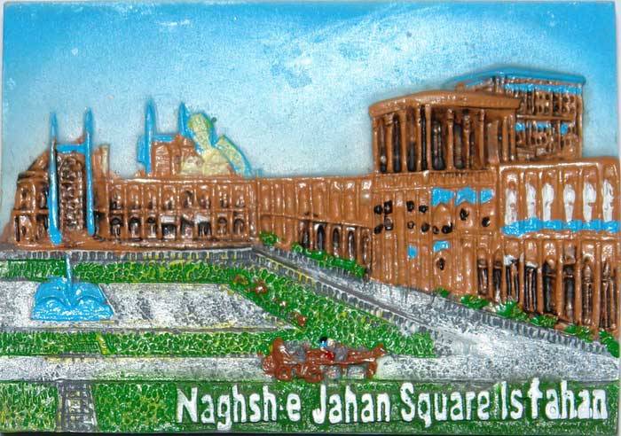 Iran Isfahan Relief of Naghsh-e Jahan Square Hand-Painted 3D Polyresin Fridge Magnet