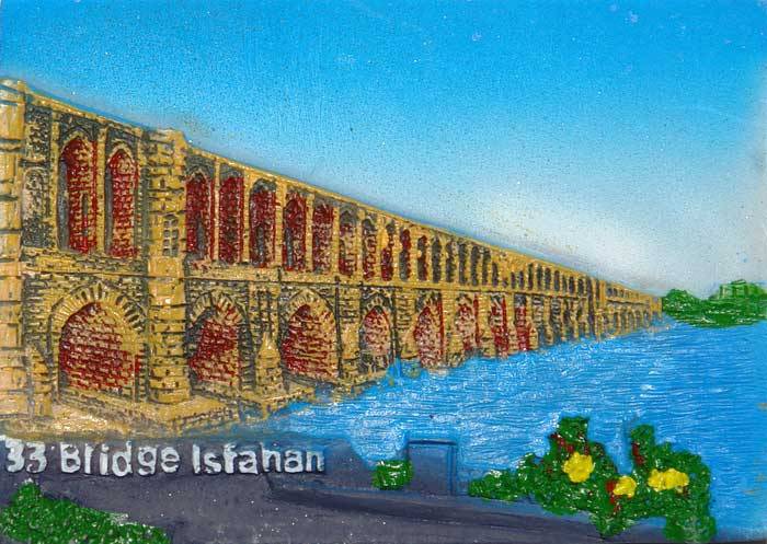 Iran Isfahan Relief of Sio-Se Pol Hand-Painted 3D Polyresin Fridge Magnet