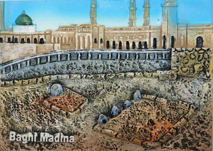 Islam Shia Medina Relief of Imams of Baqi Hand-Painted 3D Polyresin Fridge Magnet