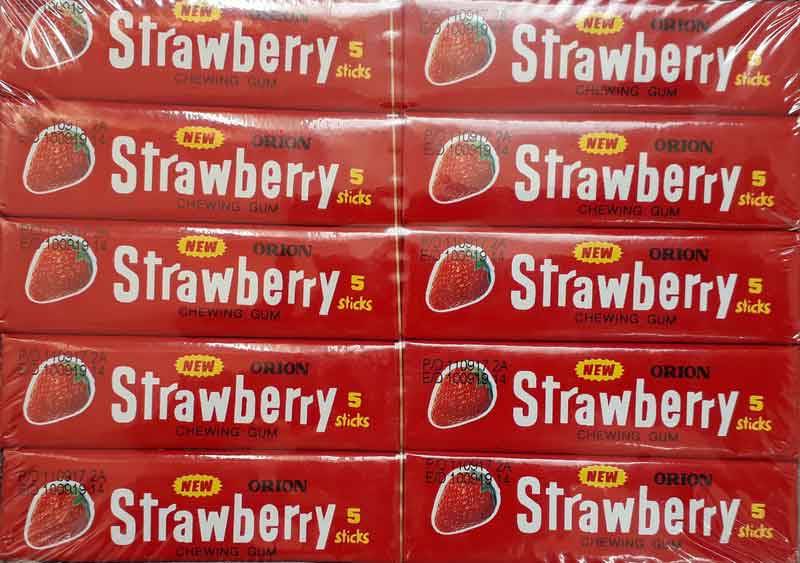 South Korean Orion Chewing Gum Strawberry Flavour Box of 20 packs x 5 pcs