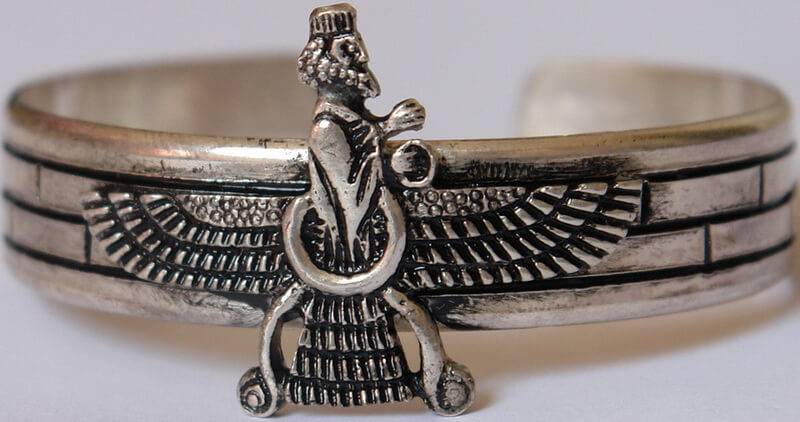 IRAN Persia Silver 900 Zoroastrian Farvahar Bracelet